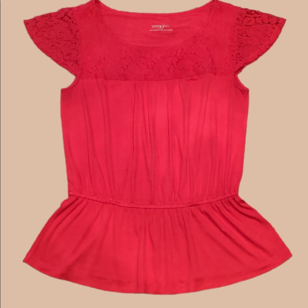 Merona Red Peplum Lace Top, size Medium